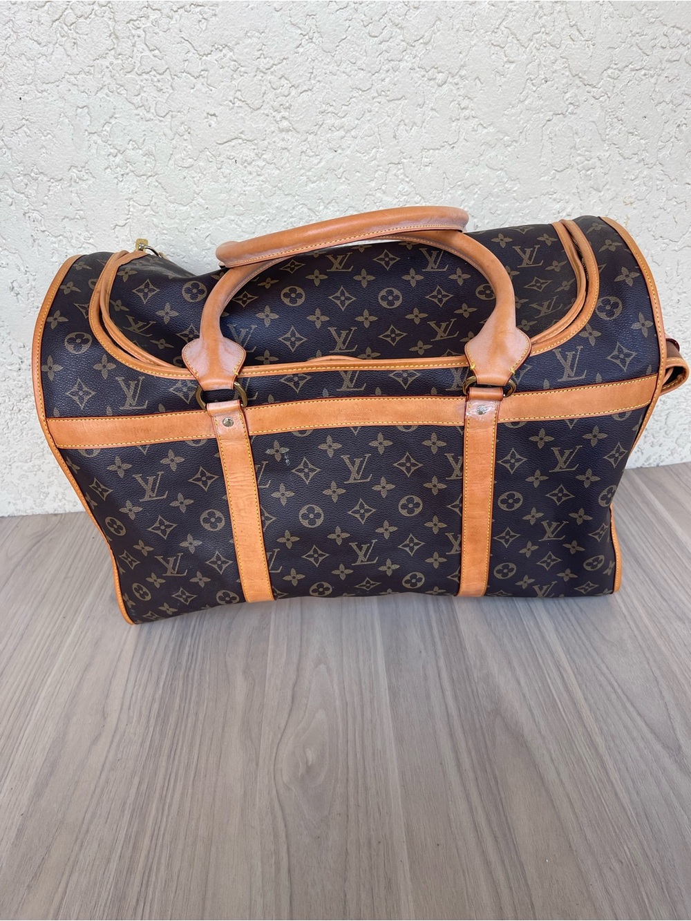 Luxury Monogram Pet Carrier in Brown with Tan Trim